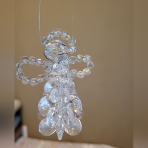 VTG Ornament Crystal Beaded Angel Handmade